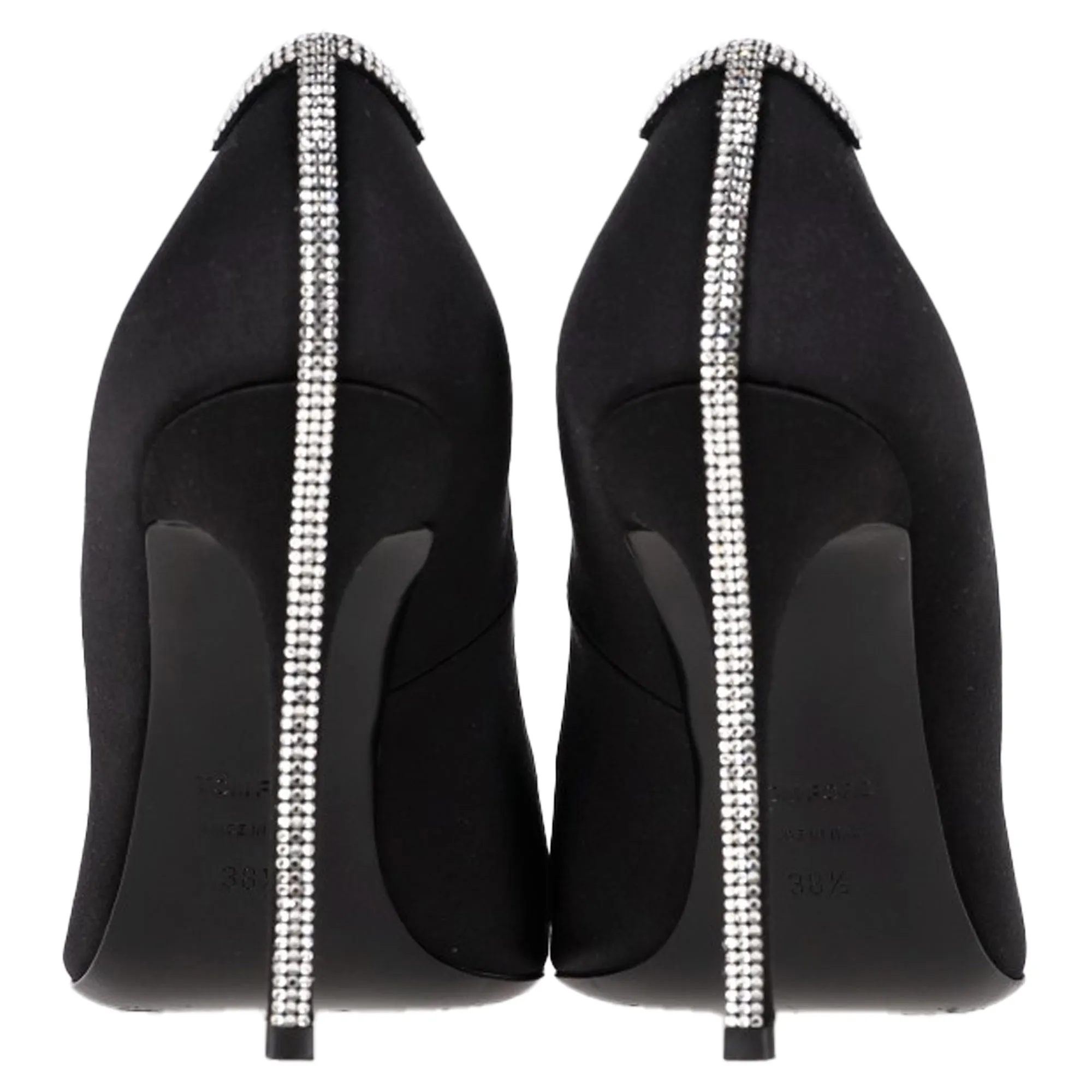 Tom Ford 105mm Crystal-Embellished Pumps in Black Satin