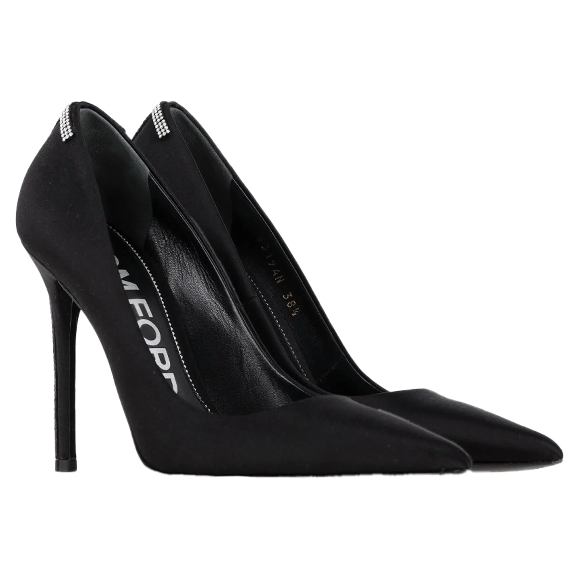 Tom Ford 105mm Crystal-Embellished Pumps in Black Satin