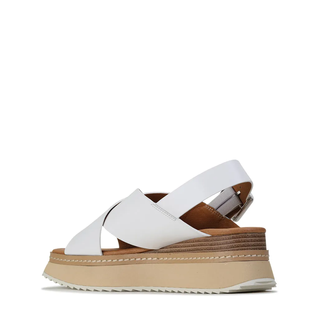 TONALITIES LEATHER PLATFORM WEDGE SANDALS