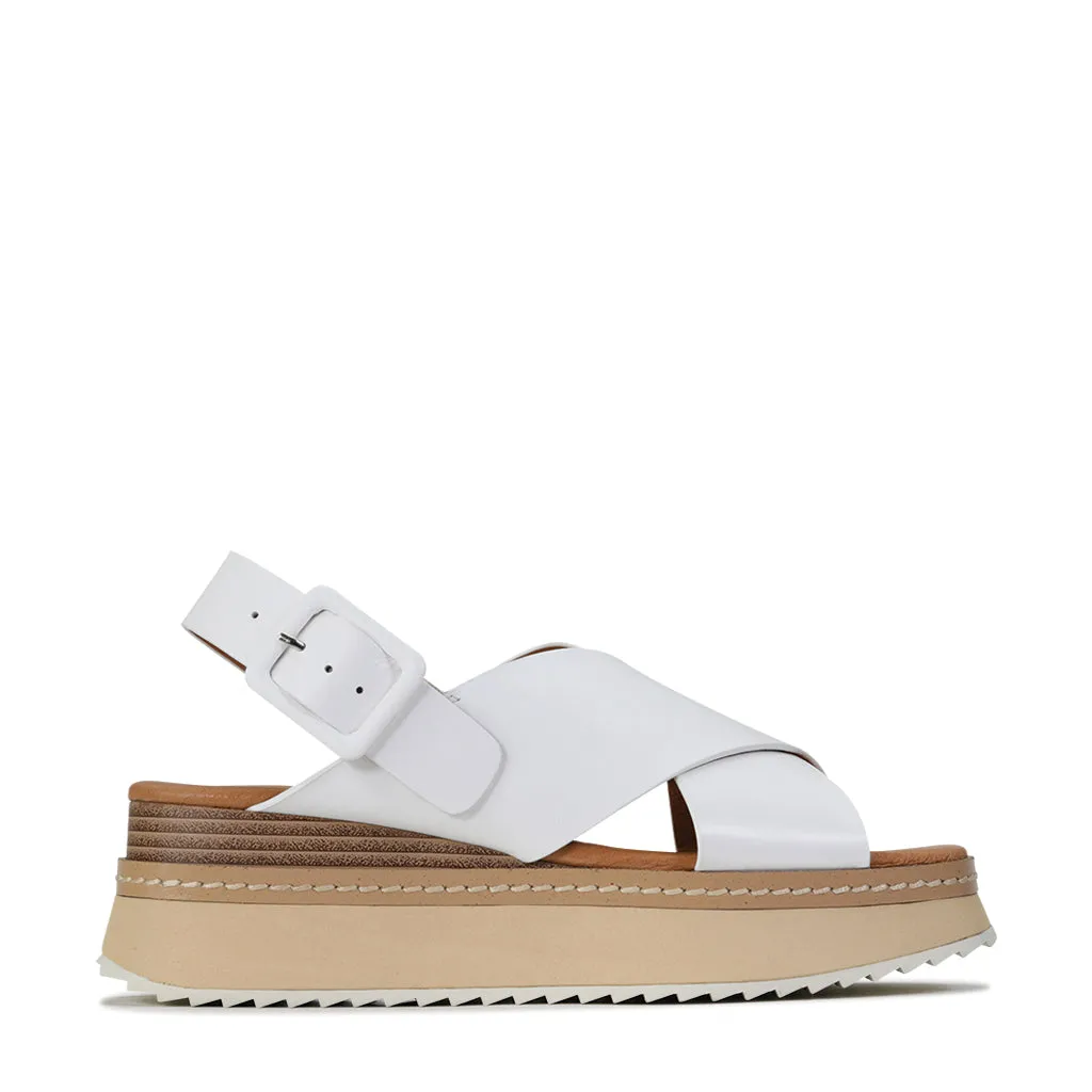 TONALITIES LEATHER PLATFORM WEDGE SANDALS