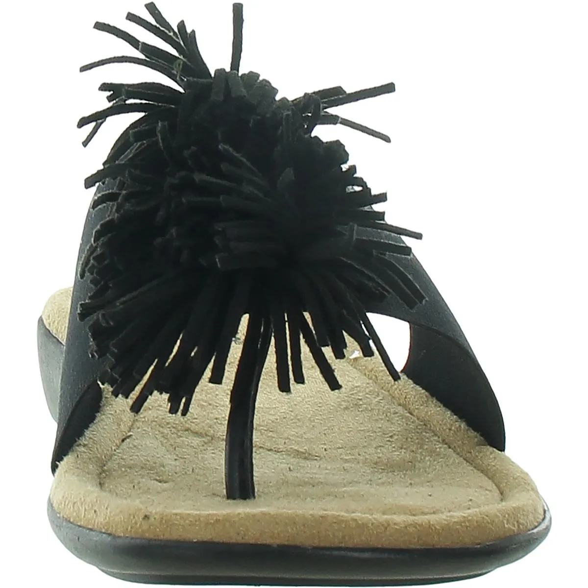 Tricia Womens Fringe Slip On Thong Sandals