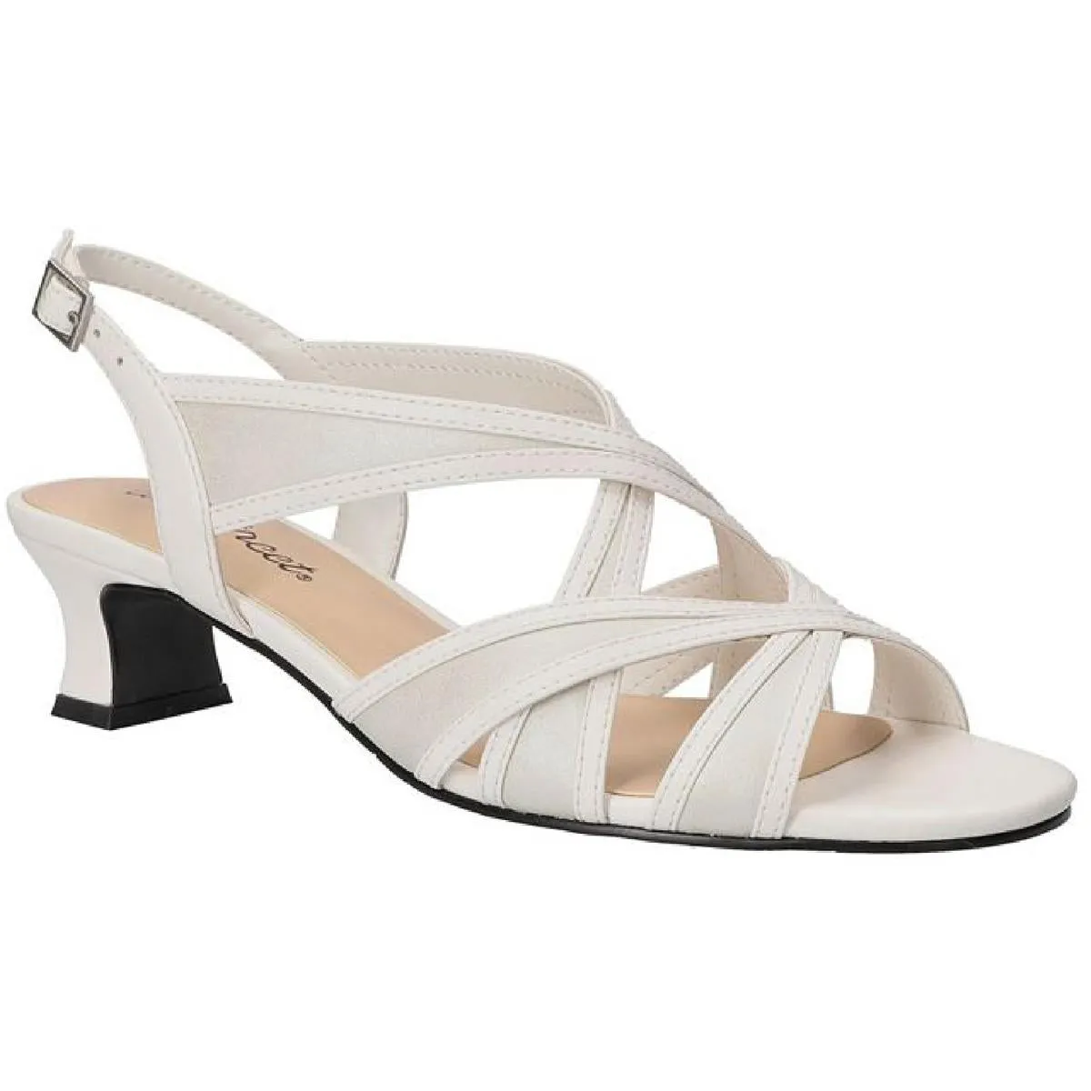 Tristen Womens Faux Leather Shimmer Heel Sandals