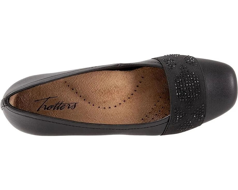 Trotters Samantha Ballet Flat Womens 10.5 Black Square-Toe Slip On Shoes ZPO2333