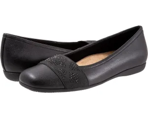 Trotters Samantha Ballet Flat Womens 10.5 Black Square-Toe Slip On Shoes ZPO2333