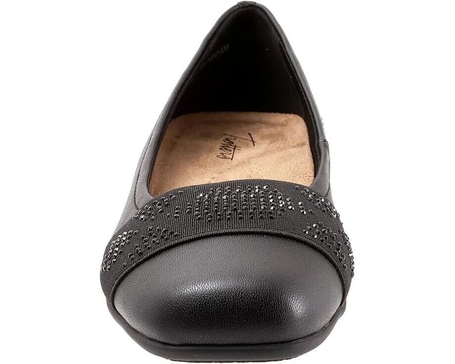Trotters Samantha Ballet Flat Womens 10.5 Black Square-Toe Slip On Shoes ZPO2333