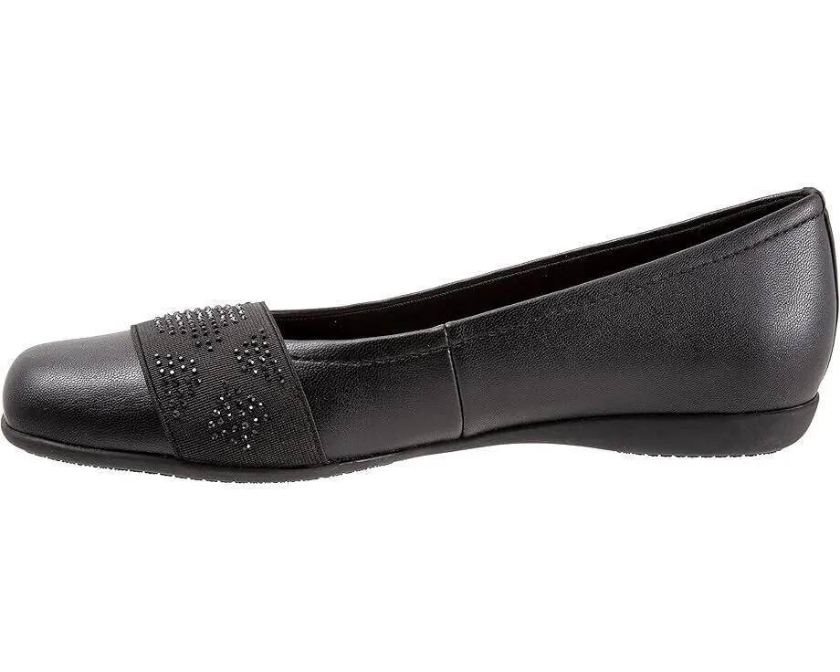Trotters Samantha Ballet Flat Womens 10.5 Black Square-Toe Slip On Shoes ZPO2333
