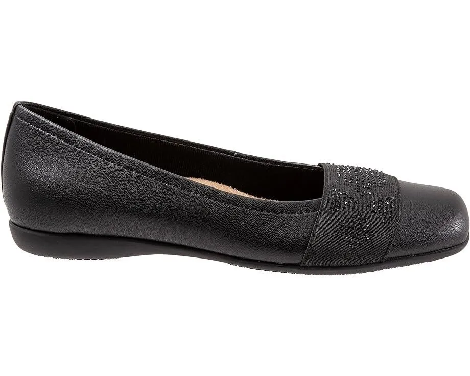 Trotters Samantha Ballet Flat Womens 10.5 Black Square-Toe Slip On Shoes ZPO2333