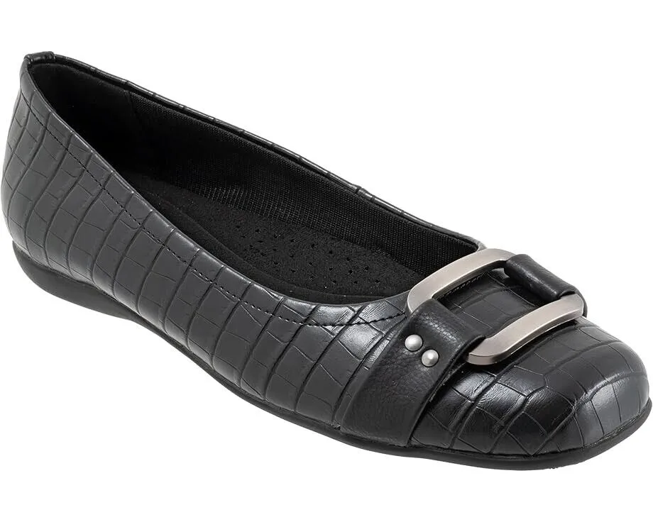 Trotters Sizzle Signature T1251-011 Flats Womens 11 Black Leather Slip On FZP418