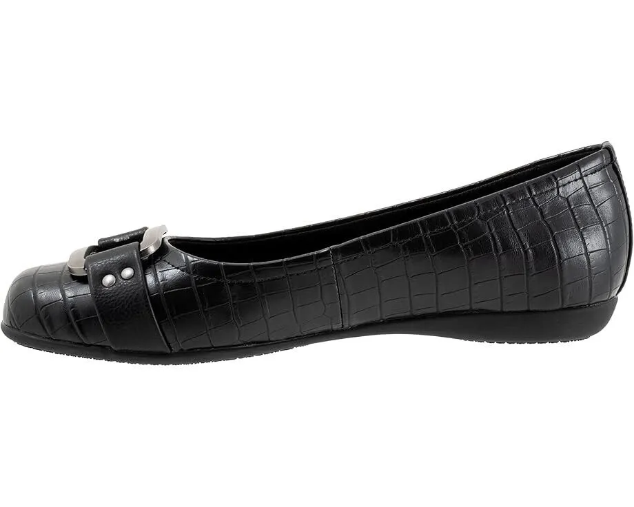 Trotters Sizzle Signature T1251-011 Flats Womens 11 Black Leather Slip On FZP418