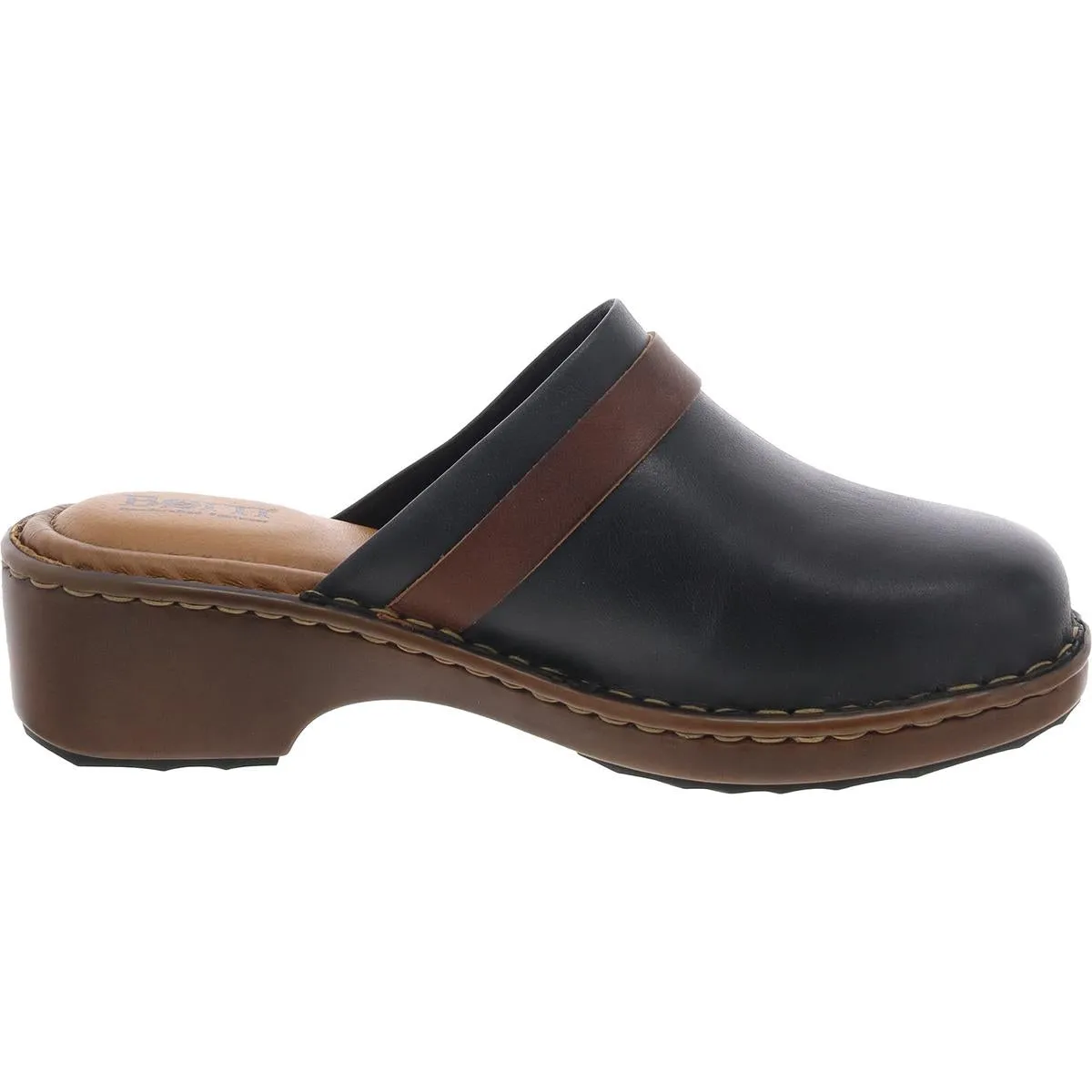 Tru Womens Cushioned Footbed Leather Clogs