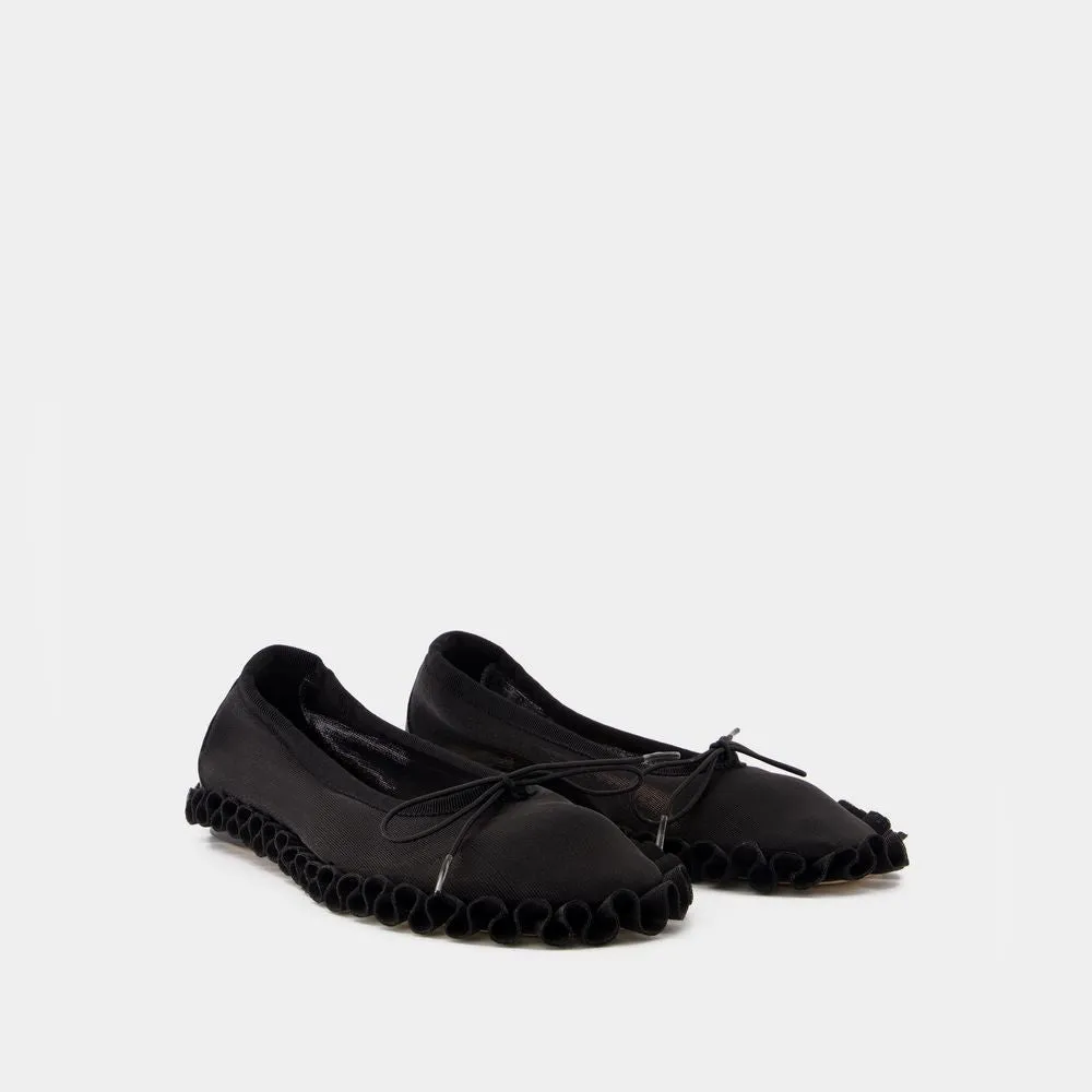 Tutu Frill Ballerinas - Mesh - Black