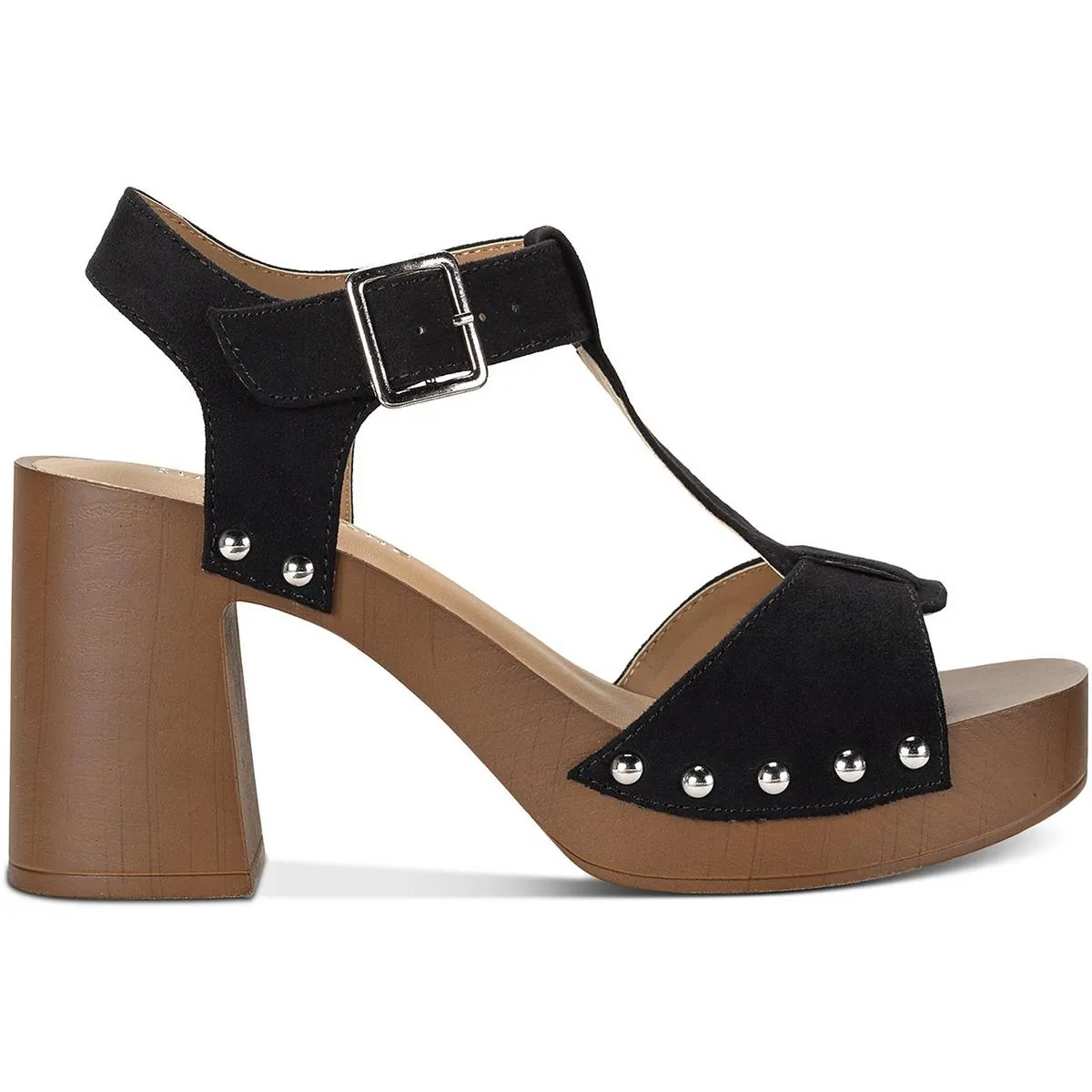 TWINNIEE Womens Studded Manmade Block Heels