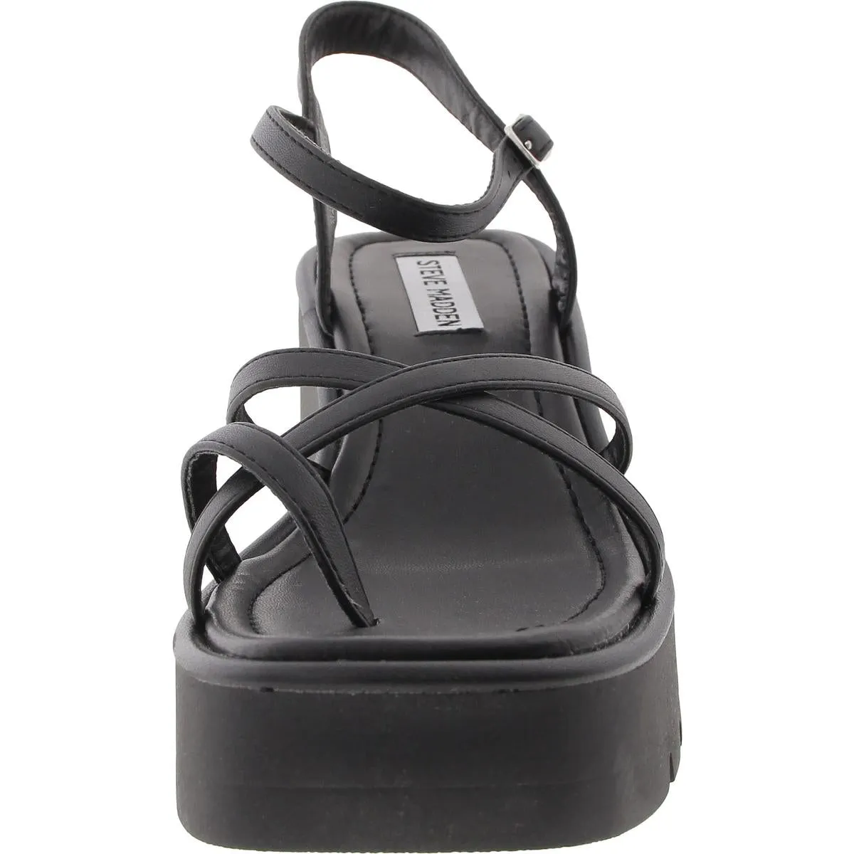 Valet Womens Adjustable Faux Leather Platform Sandals