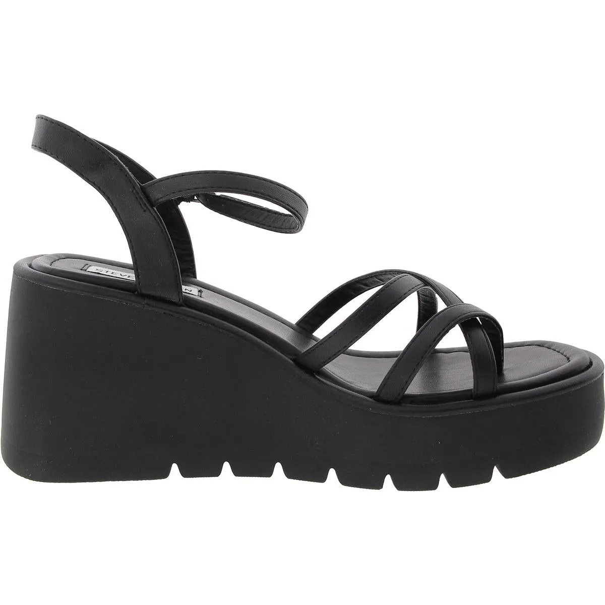 Valet Womens Adjustable Faux Leather Platform Sandals