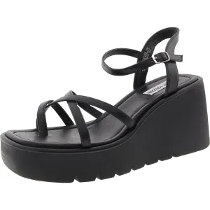 Valet Womens Adjustable Faux Leather Platform Sandals