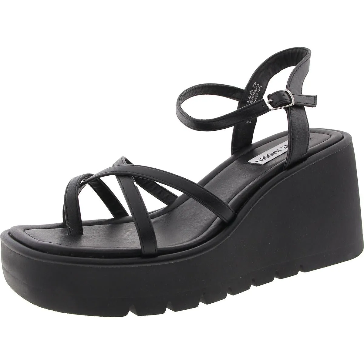 Valet Womens Adjustable Faux Leather Platform Sandals