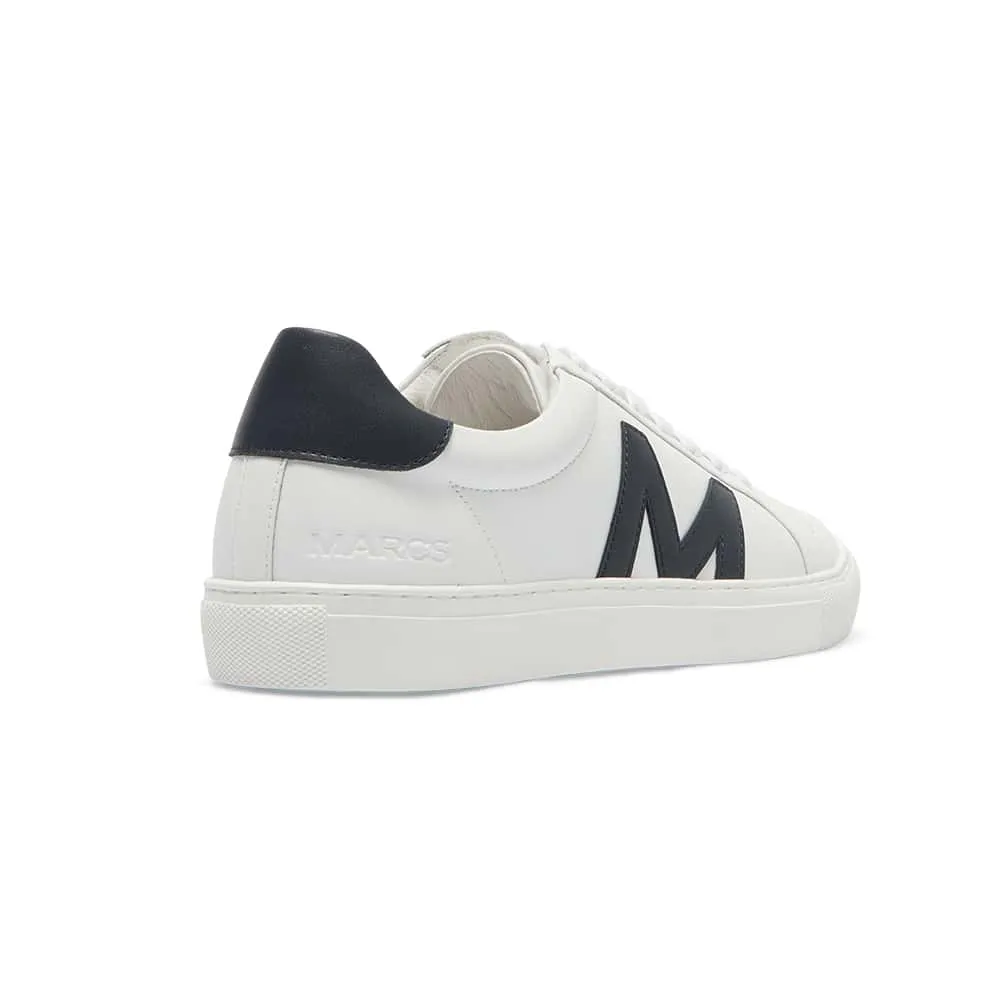Varsity Sneaker in White And Navy Leather