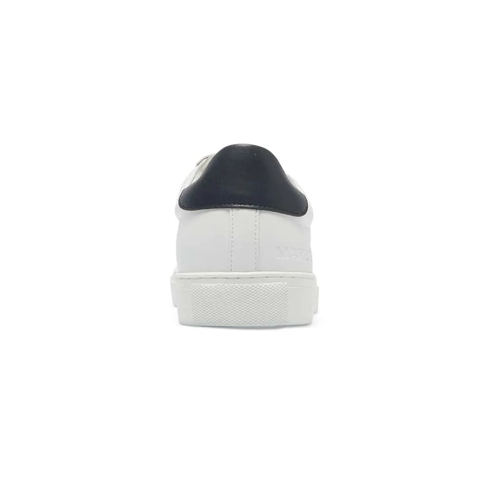 Varsity Sneaker in White And Navy Leather