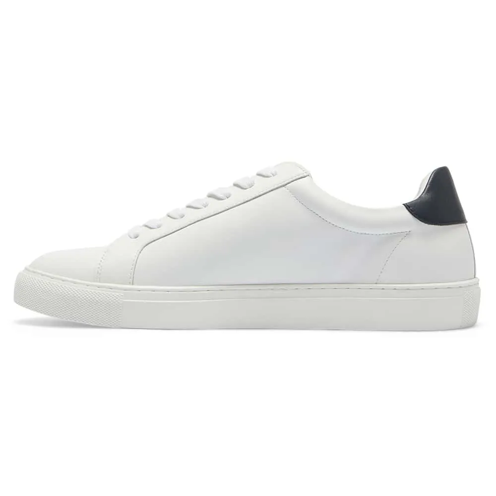 Varsity Sneaker in White And Navy Leather