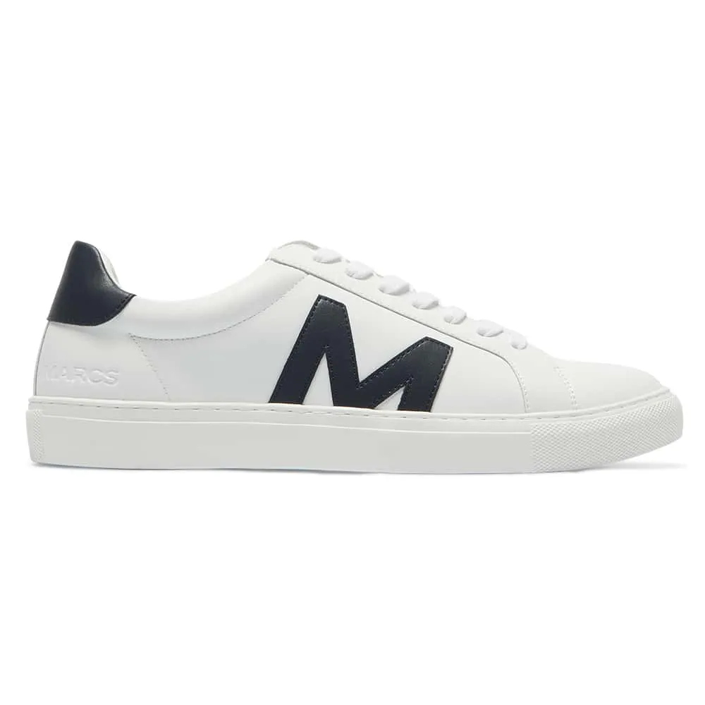 Varsity Sneaker in White And Navy Leather