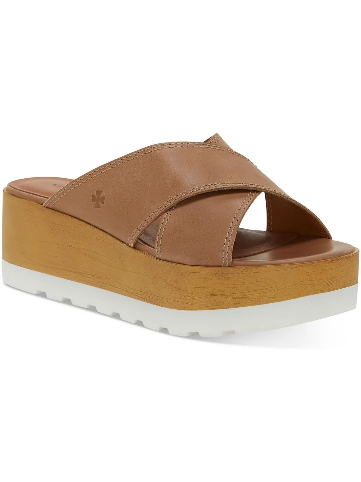 VEBONY      Womens Leather Padded Insole Platform Sandals