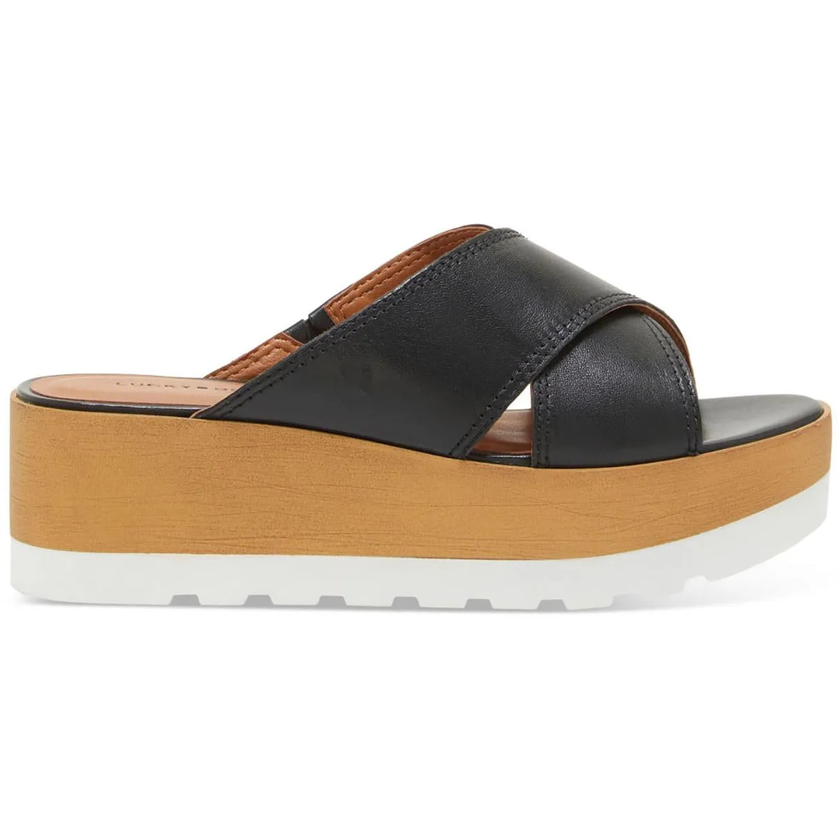 VEBONY      Womens Leather Padded Insole Platform Sandals