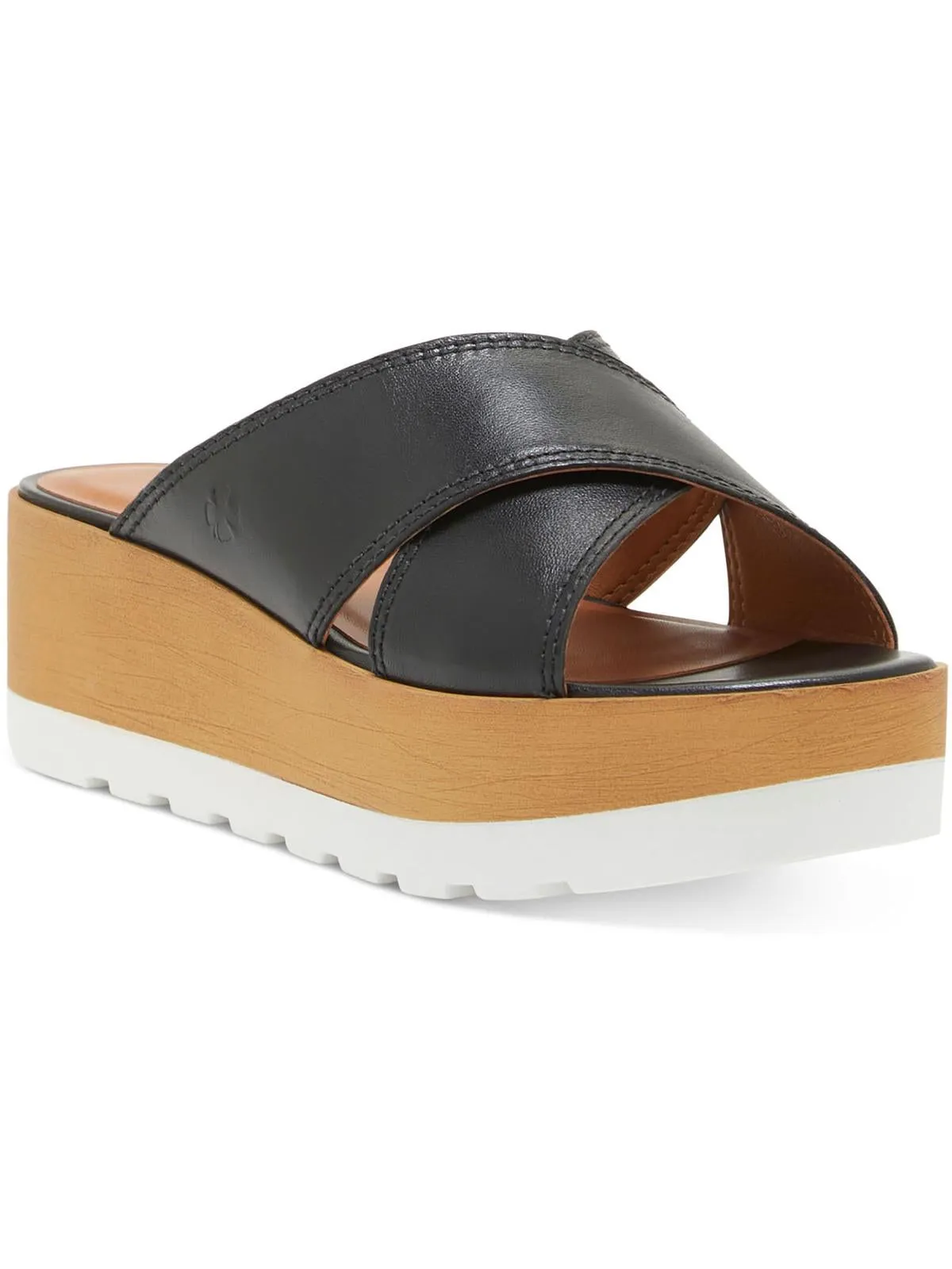 VEBONY      Womens Leather Padded Insole Platform Sandals