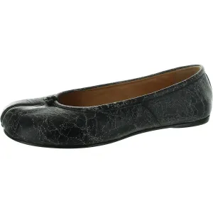VERO CUOIO Womens Crackle Leather Flat Shoes