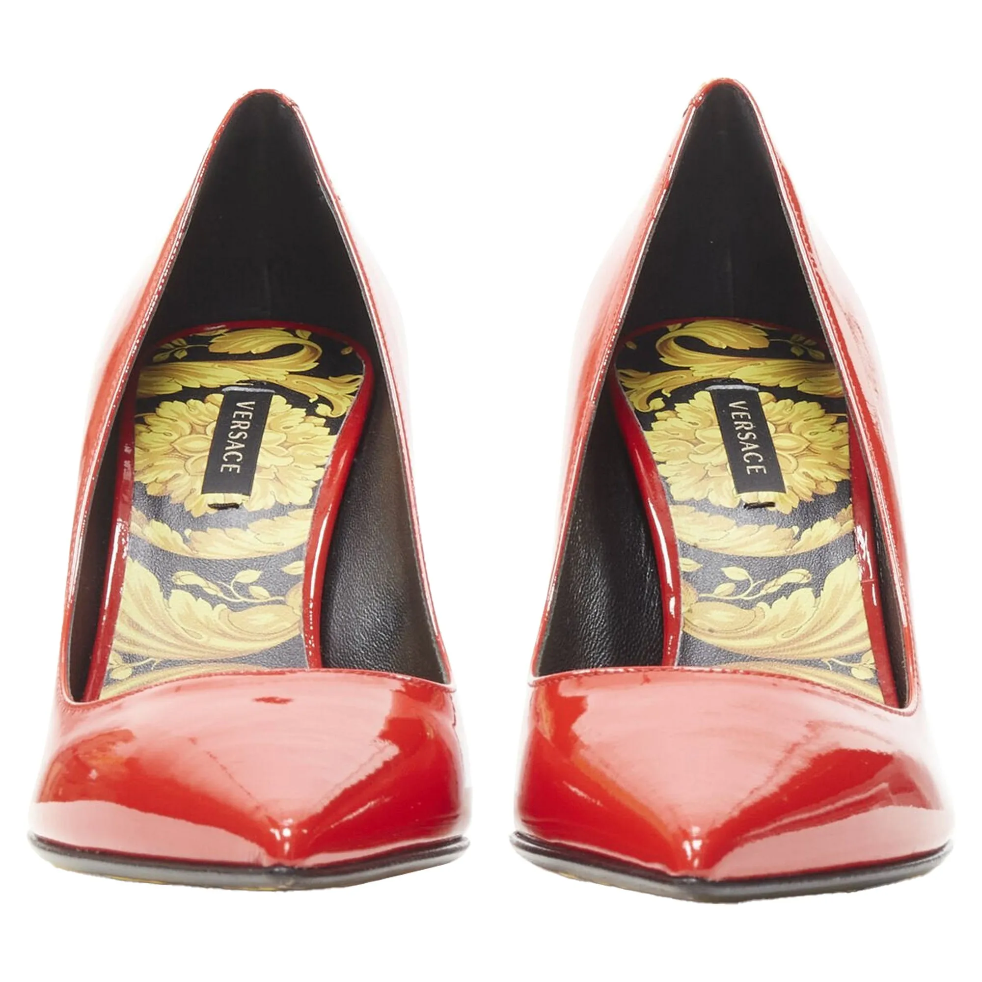 VERSACE Hibiscus Barocco  patent Medusa stud pump