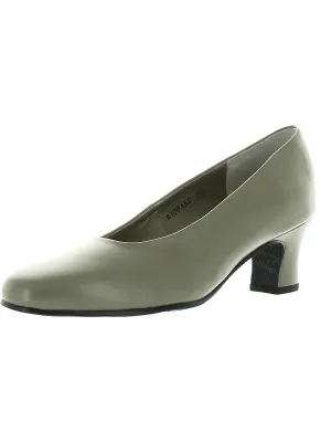 Vicki Womens Leather Casual Dress Heels