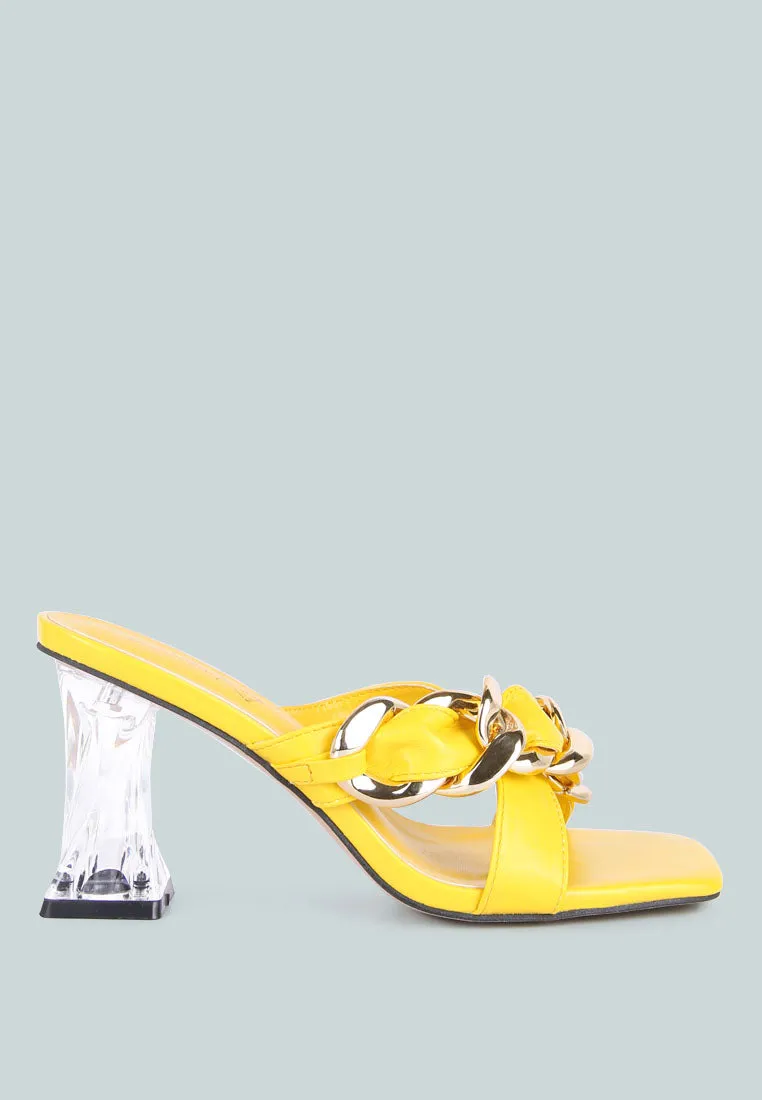 wandy clear heel chain detail sandals