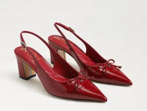 Willette Slingback Block Heel In Deep Scarlet Red Patent