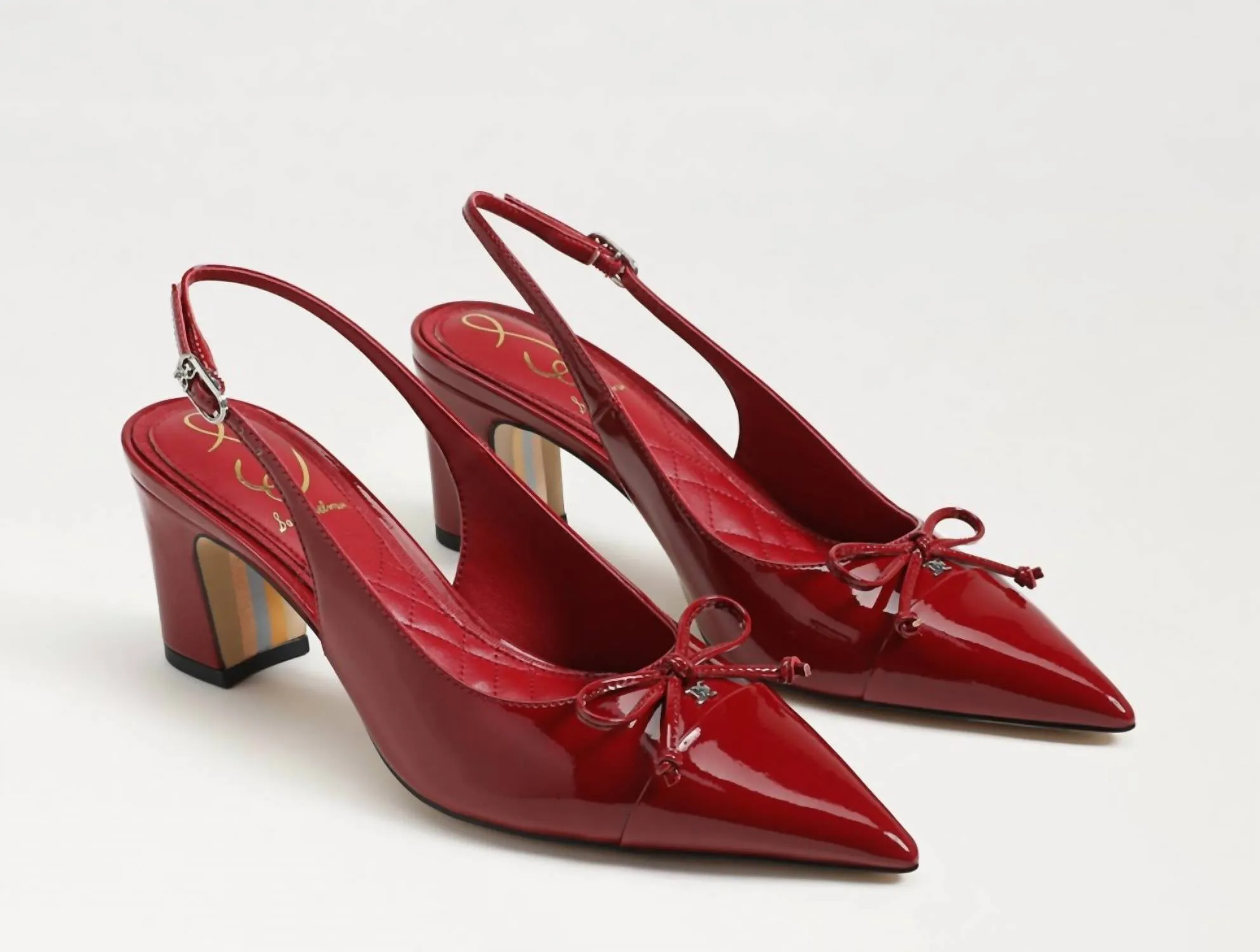 Willette Slingback Block Heel In Deep Scarlet Red Patent