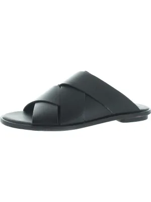 Willow Art Womens Leather Slip On Flat Sandals