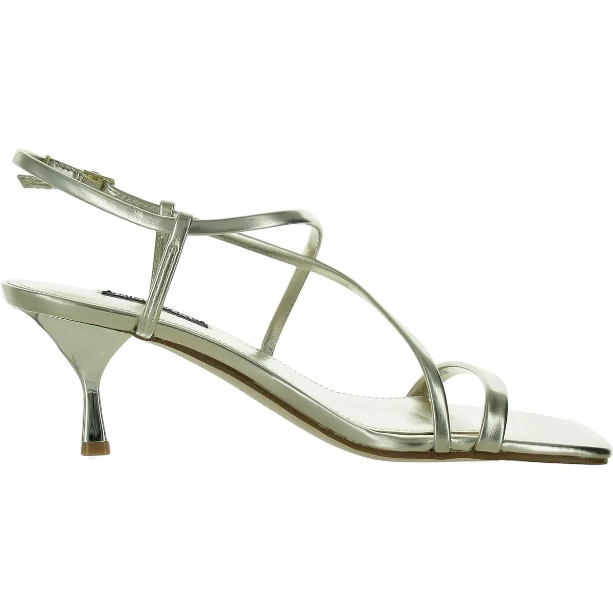 WN Haya 3 Womens Faux Leather Buckle Kitten Heels