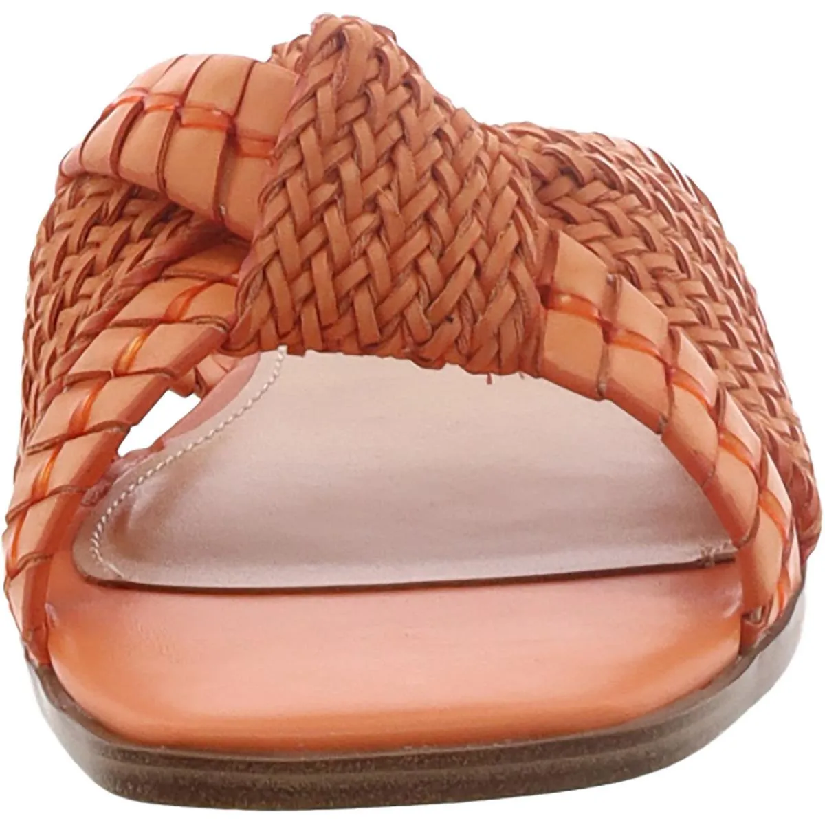 WN Olson 3 Womens Faux Leather Woven Slide Sandals