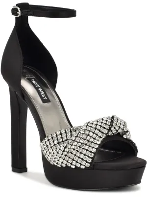 WN WARY 2 Womens Woven Jeweled Platform Sandals