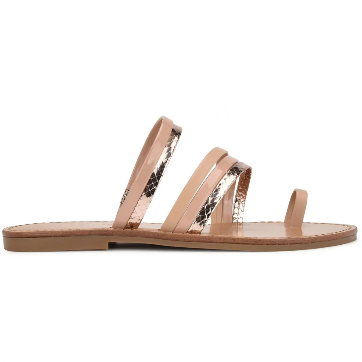WNCINS3 Womens Faux Leather Slip On Strappy Sandals