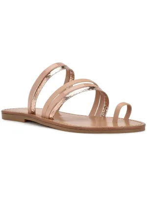 WNCINS3 Womens Faux Leather Slip On Strappy Sandals
