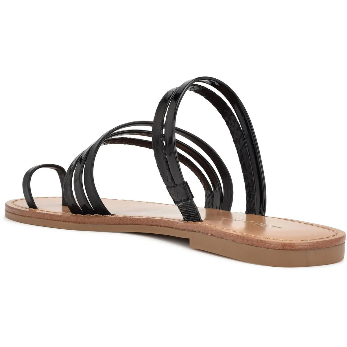 WNCINS3 Womens Faux Leather Slip On Strappy Sandals