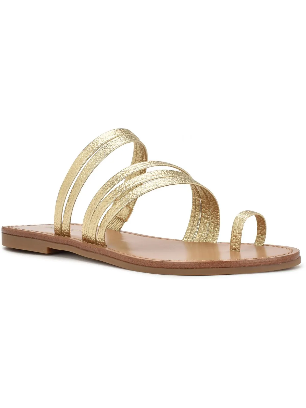 WNCINS3 Womens Faux Leather Slip On Strappy Sandals