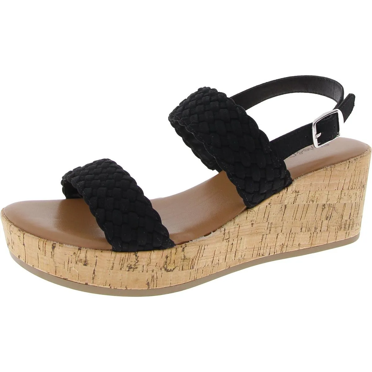 Womens Adjustable Faux Suede Wedge Sandals
