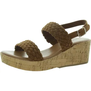 Womens Adjustable Faux Suede Wedge Sandals