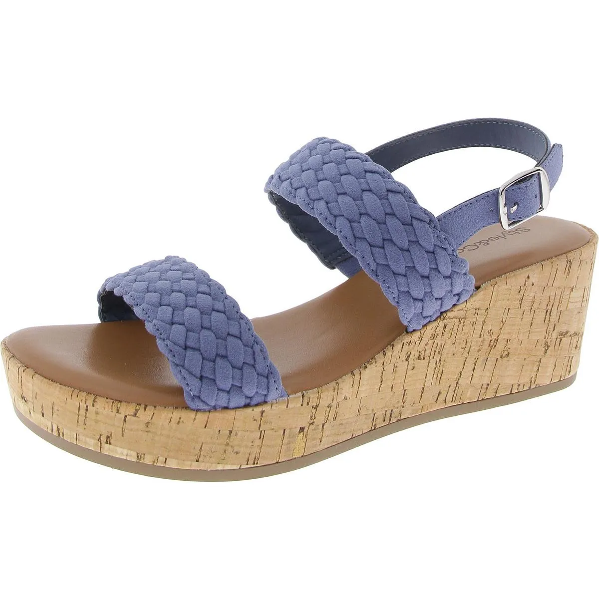 Womens Adjustable Faux Suede Wedge Sandals