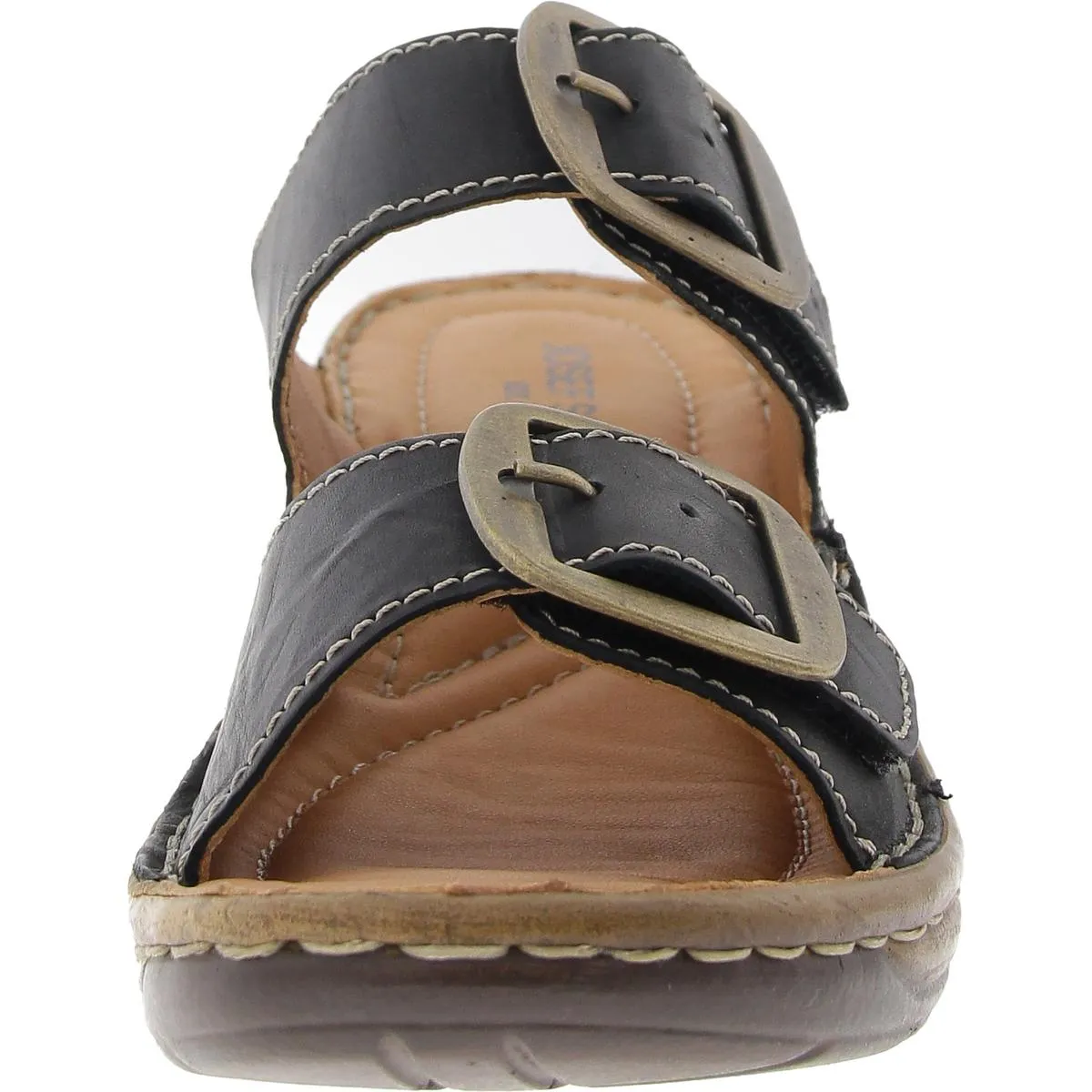 Womens Adjustable Leather Wedge Sandals