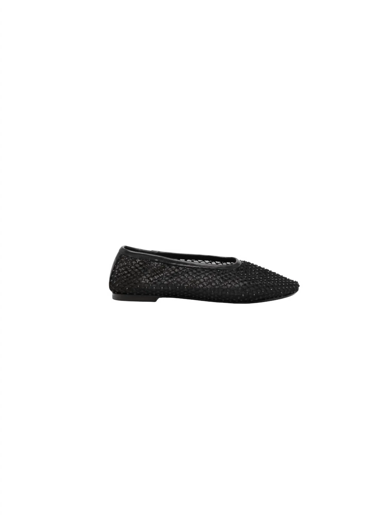 Women's Alba Ballet Beaded Flat Shoes In Black Crystal Mesh