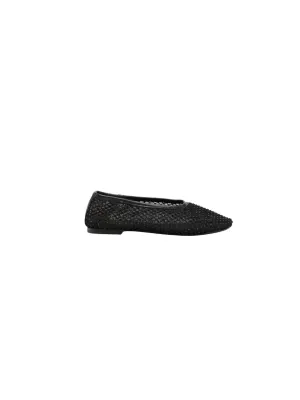 Women's Alba Ballet Beaded Flat Shoes In Black Crystal Mesh
