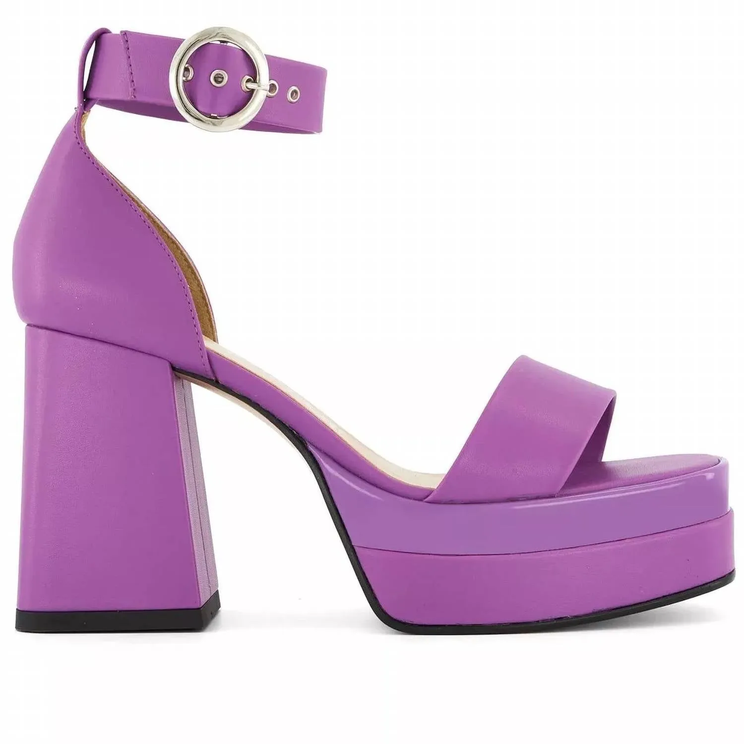 Women's Ankle Strap Sandal With Round Buckle In Fuchsia