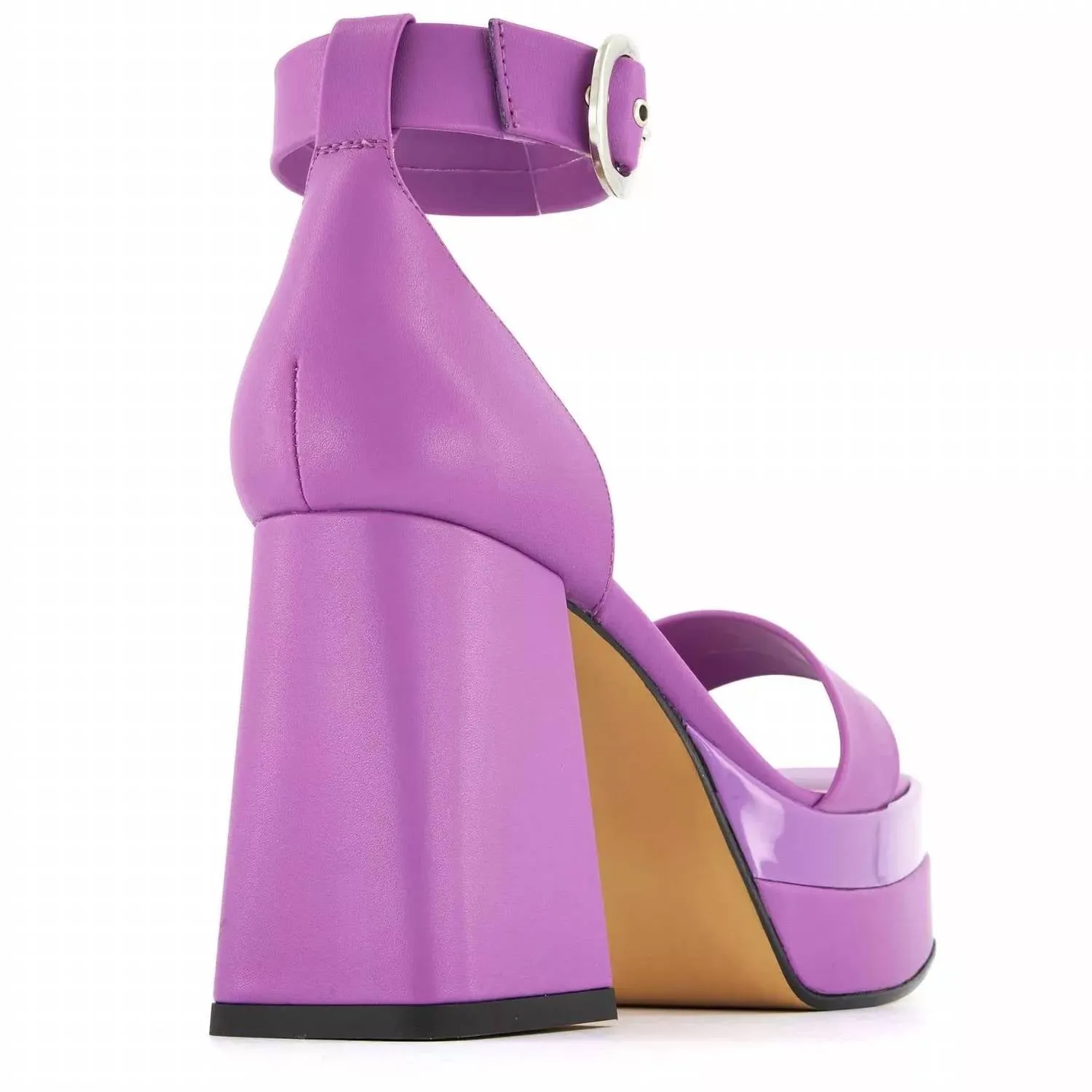 Women's Ankle Strap Sandal With Round Buckle In Fuchsia