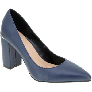 Womens Block Heel Faux Leather Pumps